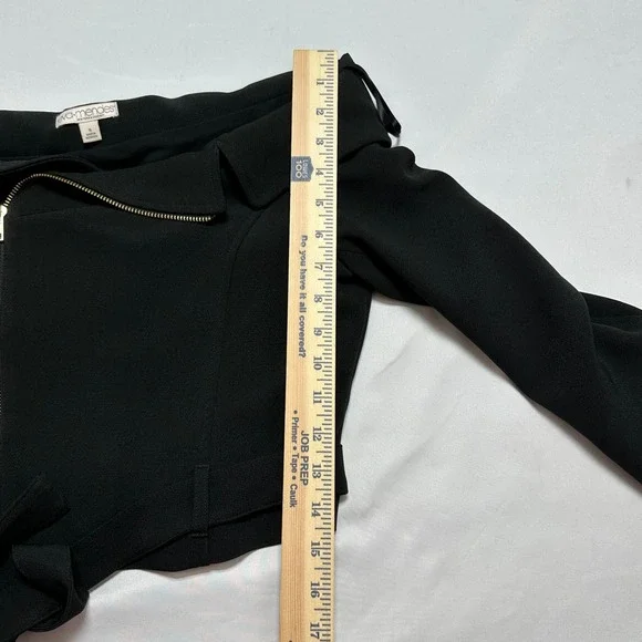 Eva Mendes New York & Company Black Off Shoulder Belted Moto Jacket Size S - Picture 3 of 10